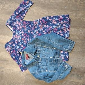 Dress and jean jacket girls size 7